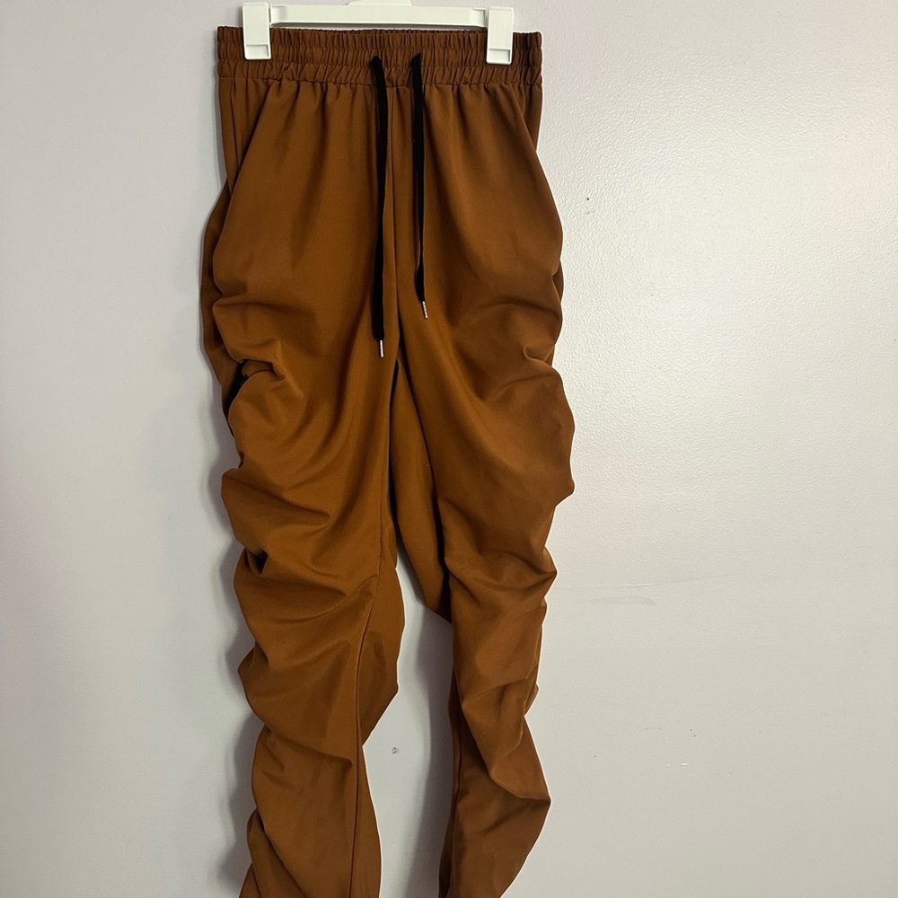 SHEIN Brown Gathered Track Pants